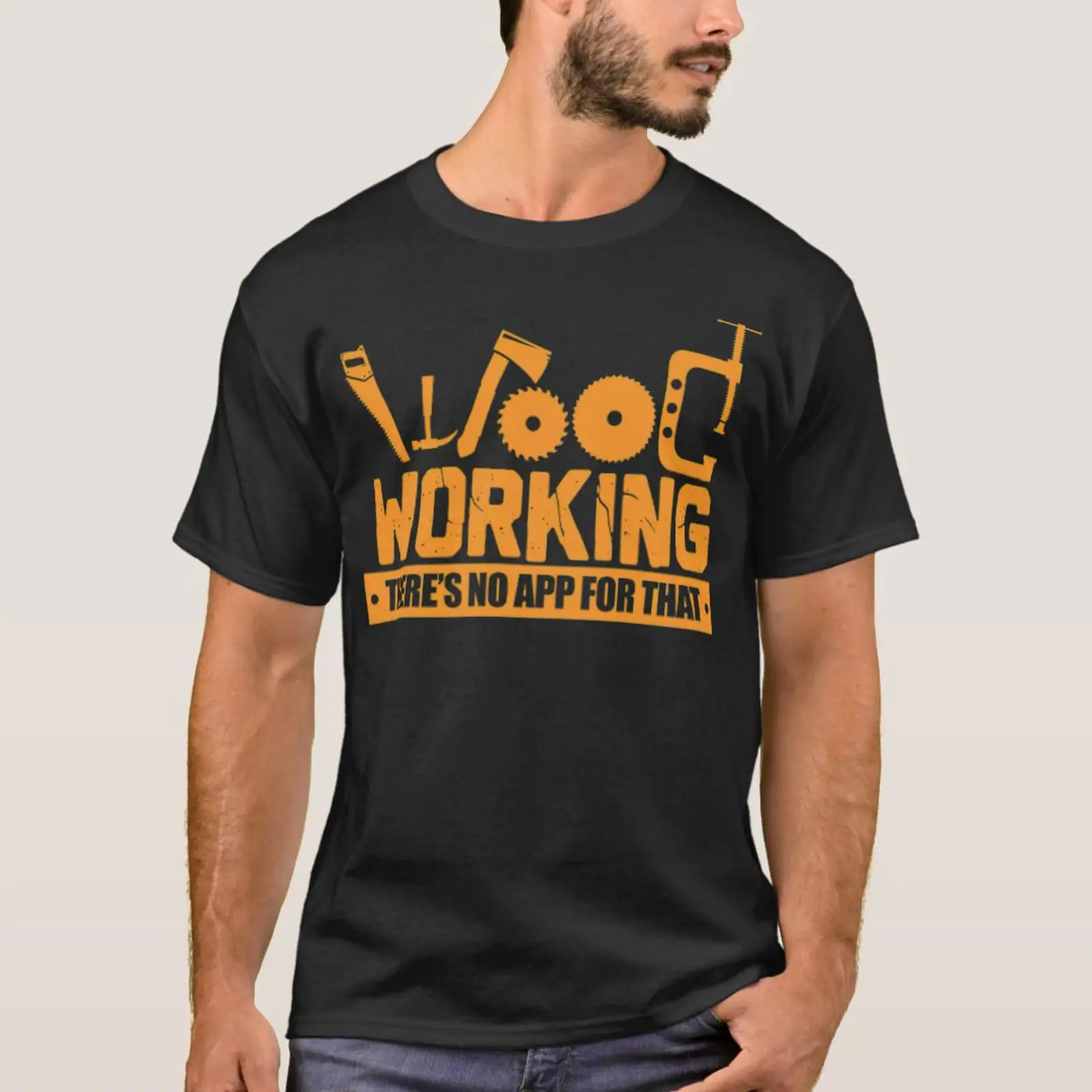 Woodworking Design App - 木工用品 誕生日ケーキを作るためのアプリはありません Tシャツ ヴィンテージ ウォッシュ加工 スタイリッシュで通気性のあるデザイナー服