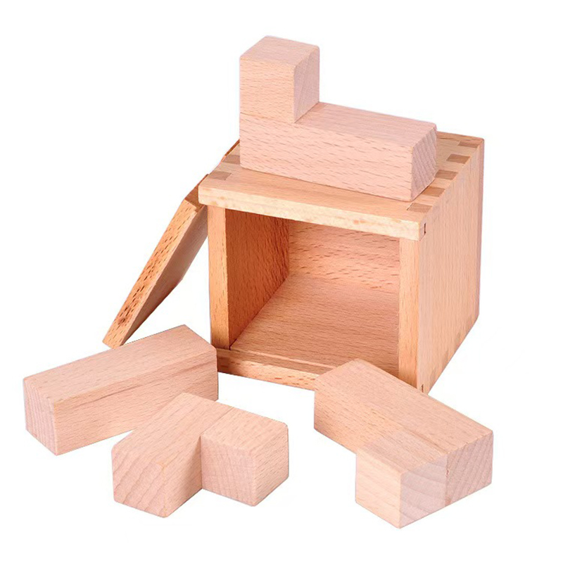 Woodworking Jigsaw - マジック IQ 斜め配置ブロック木製パズルボックス大人子供向け頭の体操スマートロジックテスト教育玩具