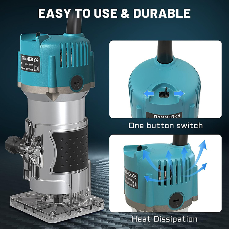 Woodworking Usa - 電動トリマー木工800W 30000rpmウッドルーターマシンハンドDIYフライス彫刻機電動工具