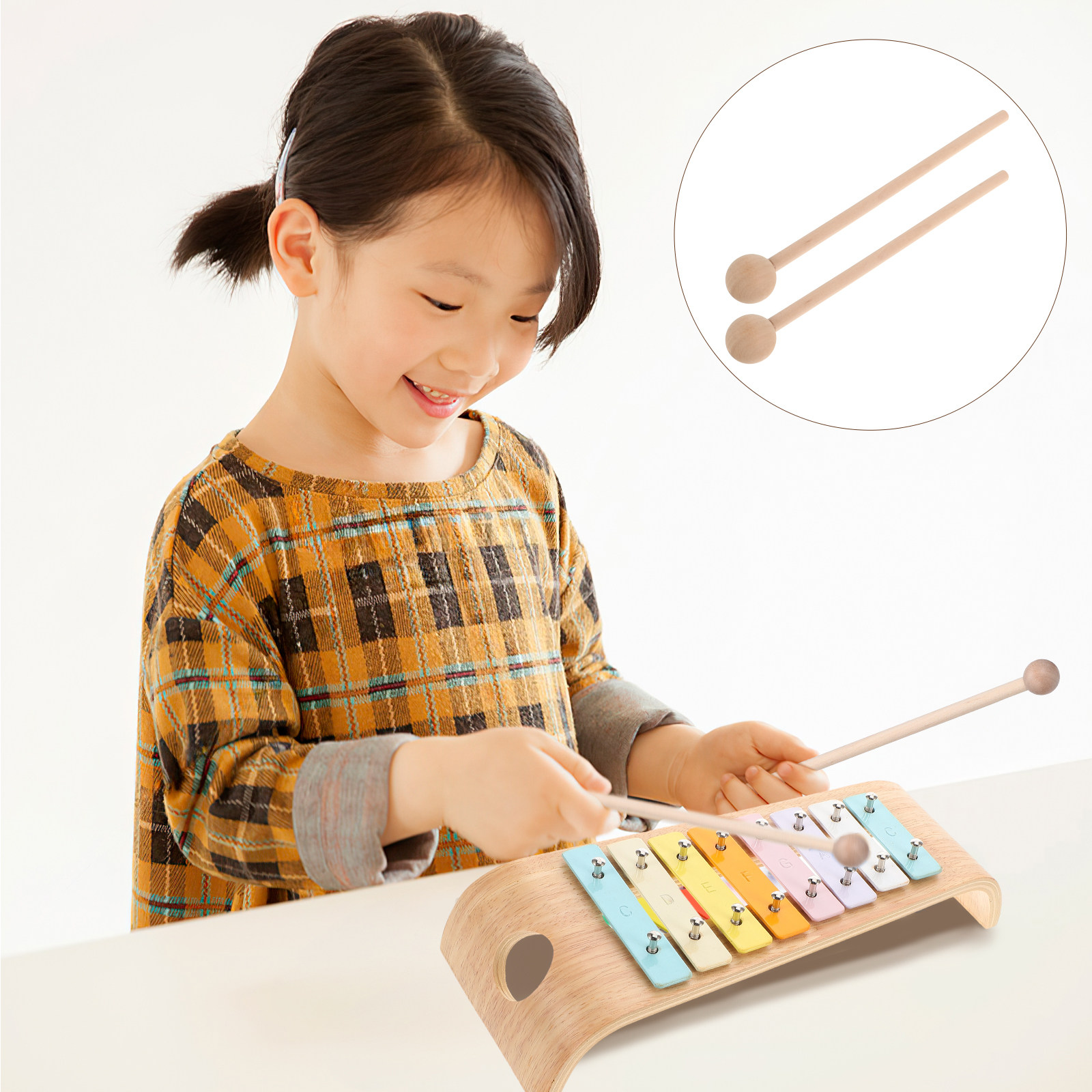 Woodworking Xylophone - 2 個の木製木琴マレット子供用 12.18 インチオルフ教育パーカッションスティック幼児音楽学習ツール安全でクリスプなサウンド