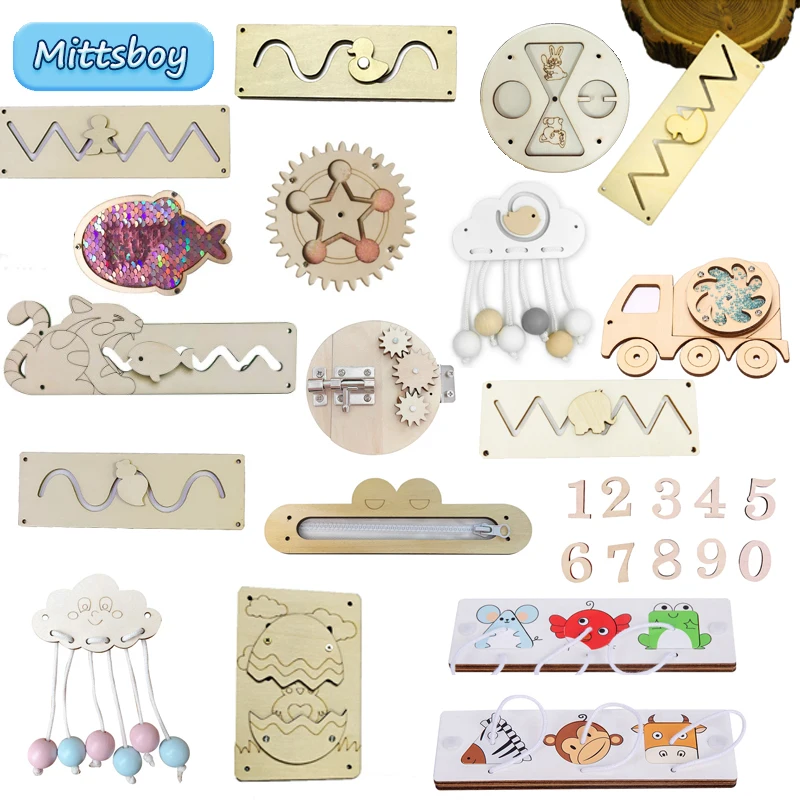 Woodworking Usa - DIY ビジーボードモンテッソーリ知育玩具動物スライドジッパー数字文字クラウドウッドチップグラフィックペアリング木製部品ギフト