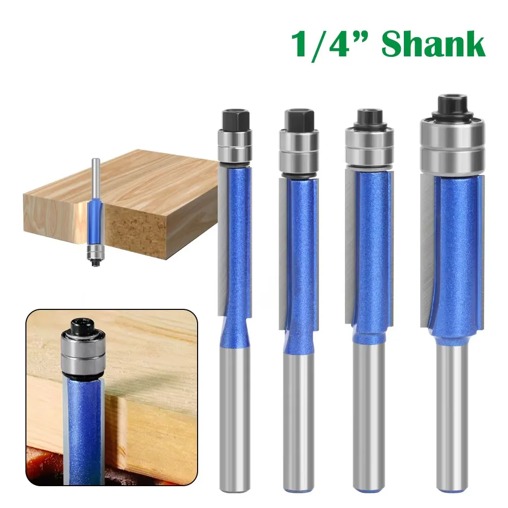 Woodworking Usa - 1個入り 1/4インチ（6.35mm）6mmシャンク ミリングカッター 木工用 ダブルベアリング フラッシュトリムビット