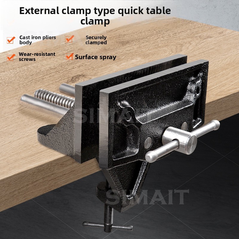 Woodworking Quick Release Vise - クイックリリース木工ベンチバイス | 急速クランプテーブルバイス（調整可能なジョー付き） | 大工用ワークベンチクランプ