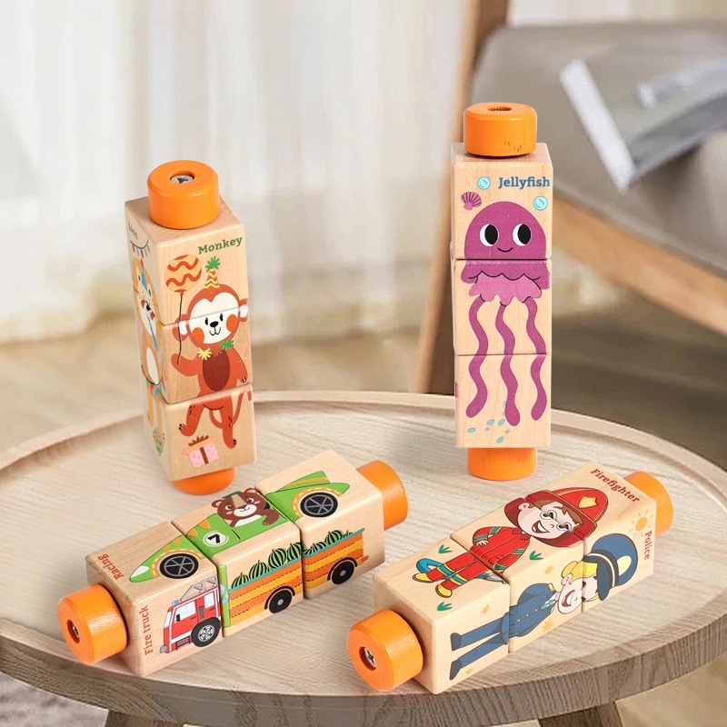 Woodworking Jigsaw - ベビー木製回転ジグソーパズルハンドベルおもちゃベビーモバイルミュージカルガラガラおもちゃモンテッソーリパズルゲーム赤ちゃん新生児ギフト