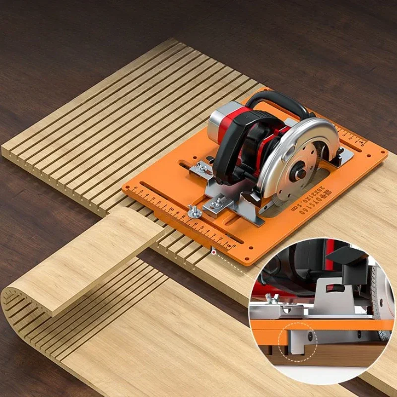 Woodworking Kumiko - 木工切断機ベース、調整可能、耐久性、精度、耐久性、45 ° の角度で面取り可能、電気のこぎり、ベースプレートツール