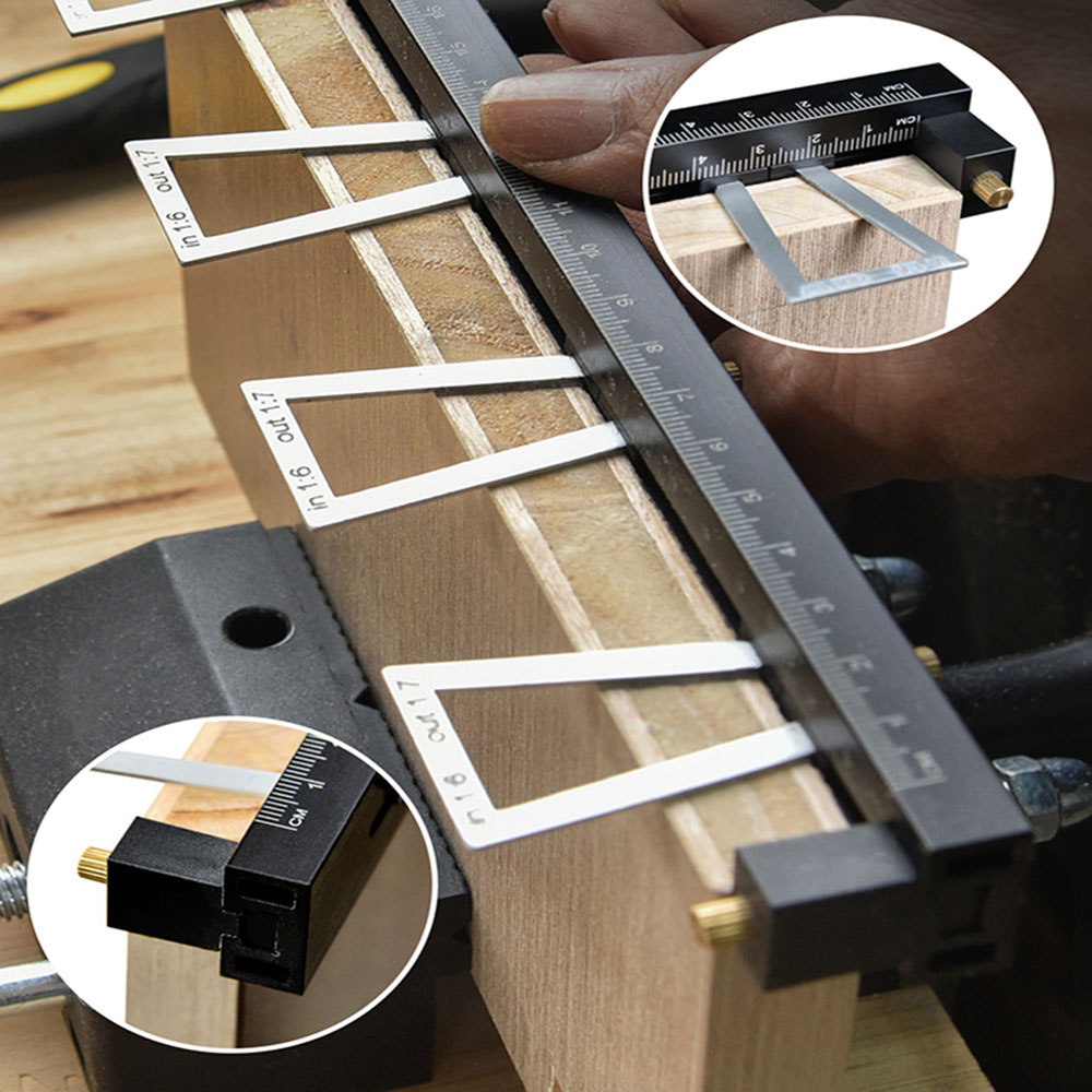 Woodworking Kumiko - ダブテールテノンマーキングゲージ、木工マーキング、ほぞ穴図面スケール、正確なマルチ仕様セット、1セットあたり28個