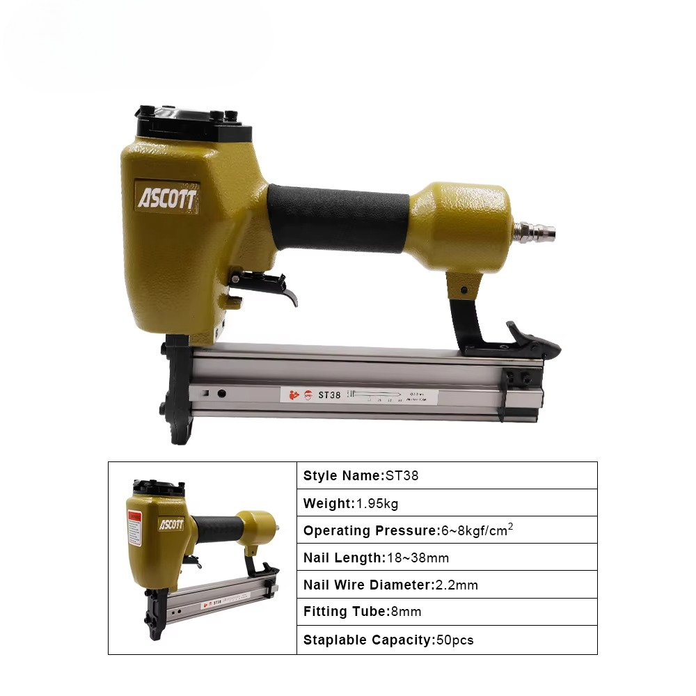 Woodworking Nail Gun - ST38 14GA ヘビー級 エア釘打機 木工・コンクリート用 硬材DIYエアネイラー