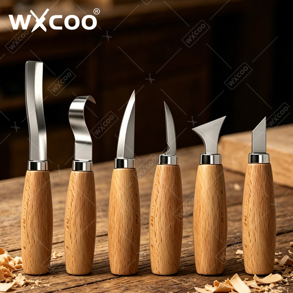 Woodworking Essentials - WXCOO 人間工学に基づいた木彫りフックチゼルナイフ 曲線彫刻ツール スプーン作り初心者向け プロの木工職人向け