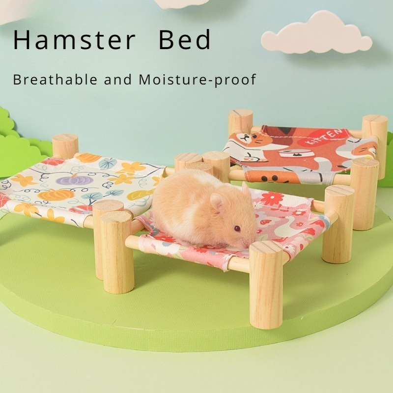 Woodworking Rabbet - 1Pc マーチングベッド通気性木製ベッドハムスターモルモットウサギダッチピッグ夏の巣ウサギのベッド
