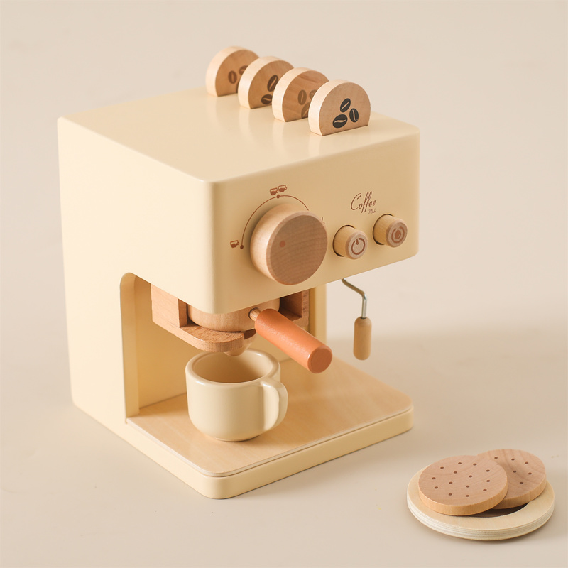 Woodworking Usa - 子供木製モンテッソーリおもちゃセット子供コーヒーマシンキッチンおもちゃ子供コスプレままごと知育玩具ブロックベビーギフト