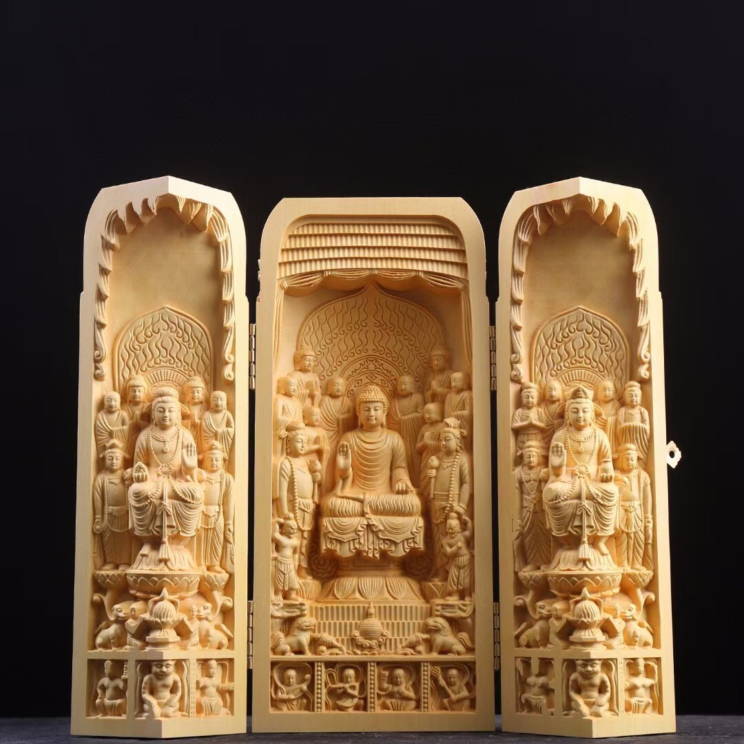 Zen Woodworking - 中国の素敵なアートワークツゲの木手彫り仏像祭壇仏壇神社禅