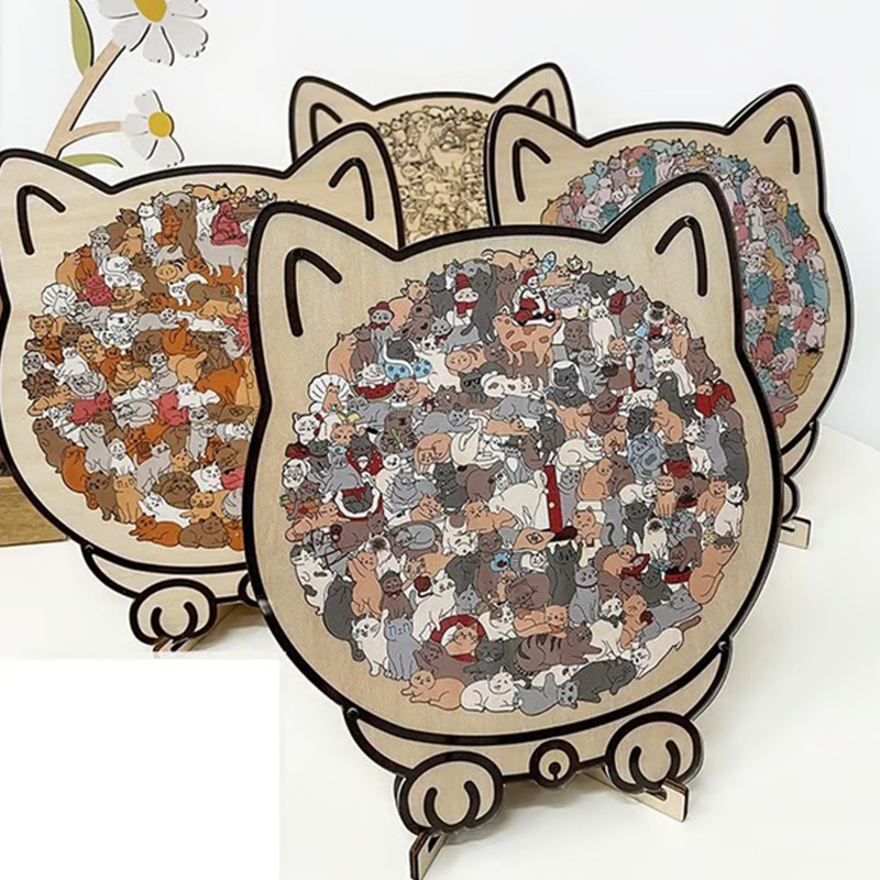 135ピース モランディカラー 猫型木製ジグソーパズル 不規 - Woodworking Jigsaw のレビューと価格