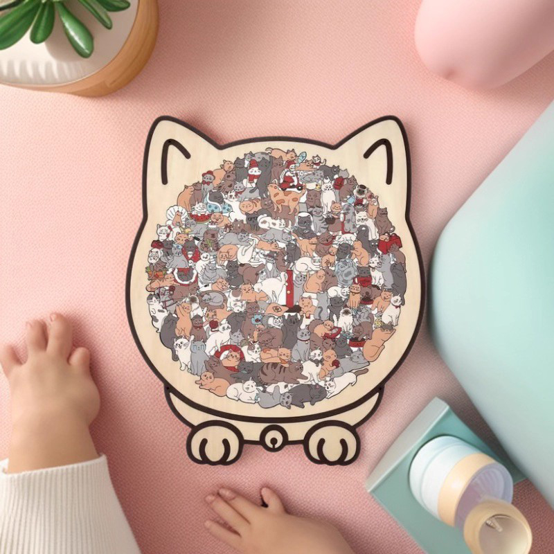 135ピース モランディカラー 猫型木製ジグソーパズル 不規 - Woodworking Jigsaw のレビューと価格