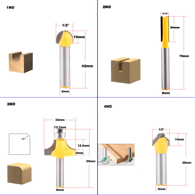 1pc 8ミリメートルシャンク木材ルータービットストレートエ - Woodworking Usa のレビューと価格