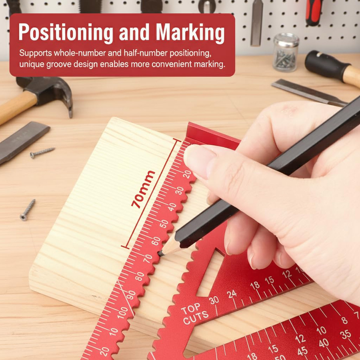 アルミ合金スピードスクエア高精度メートル三角定規木工角度測定 - Woodworking Essentials のレビューと価格