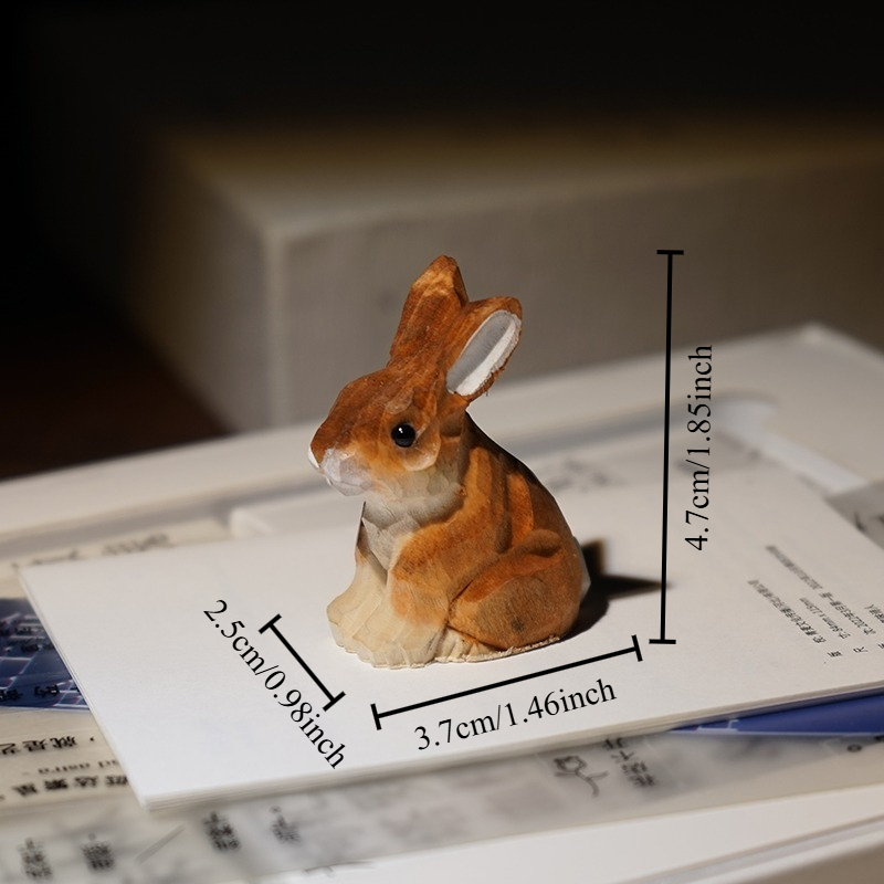 1PC 座っているウサギの手彫り木彫り彫刻愛らしい木製置物手 - Woodworking Rabbet のレビューと価格