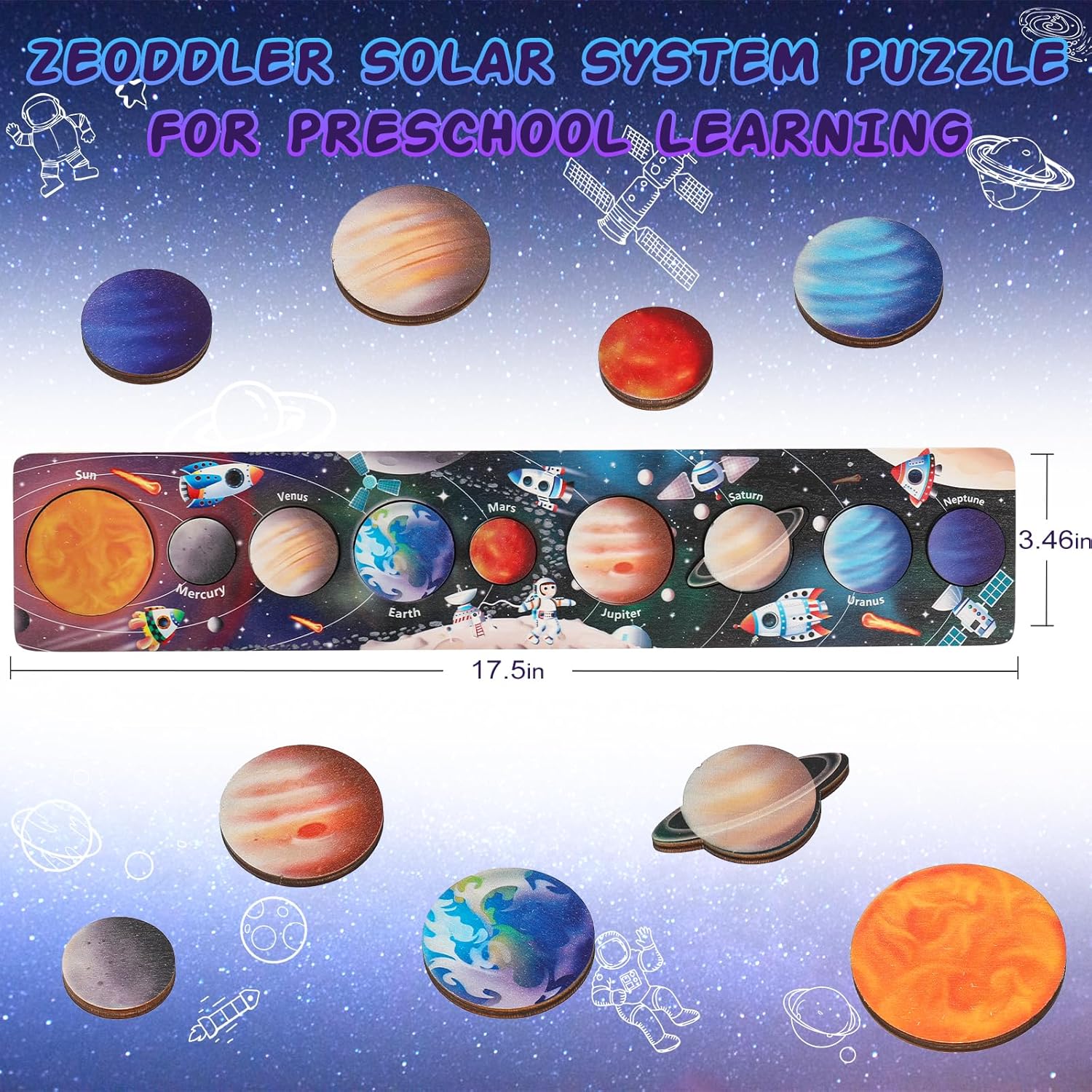 子供木製宇宙惑星パズルモンテッソーリおもちゃ惑星マッチングゲ - Woodworking Jigsaw のレビューと価格