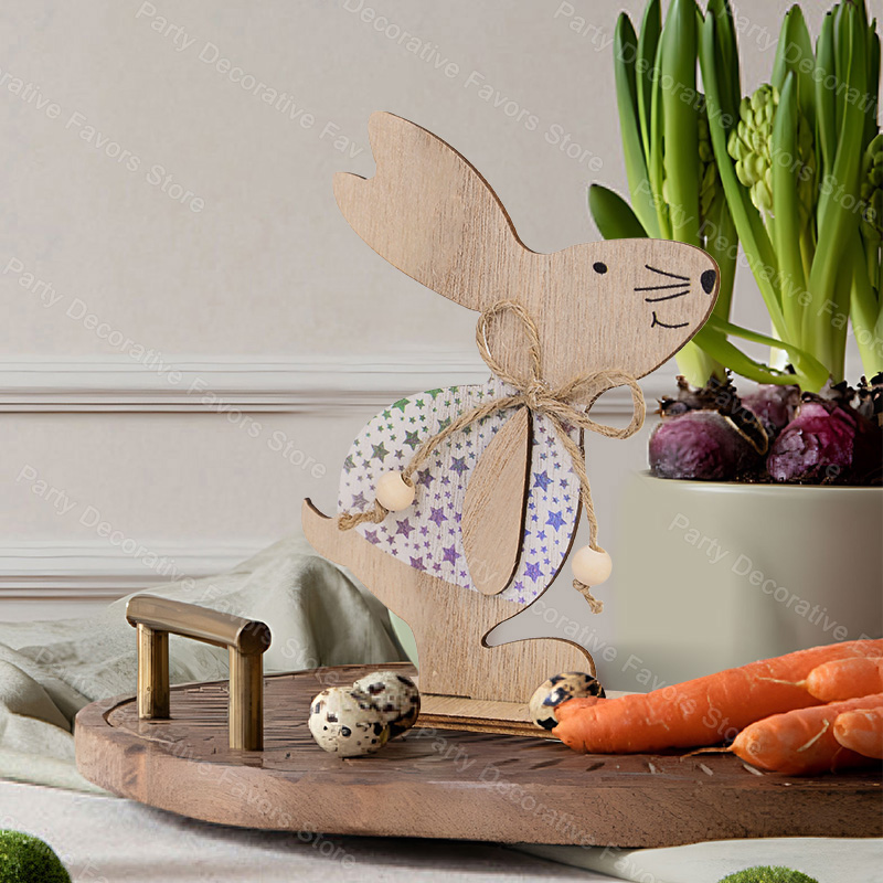 イースター木製ウサギ飾り、かわいい立っているウサギ、家のテー - Woodworking Rabbet のレビューと価格