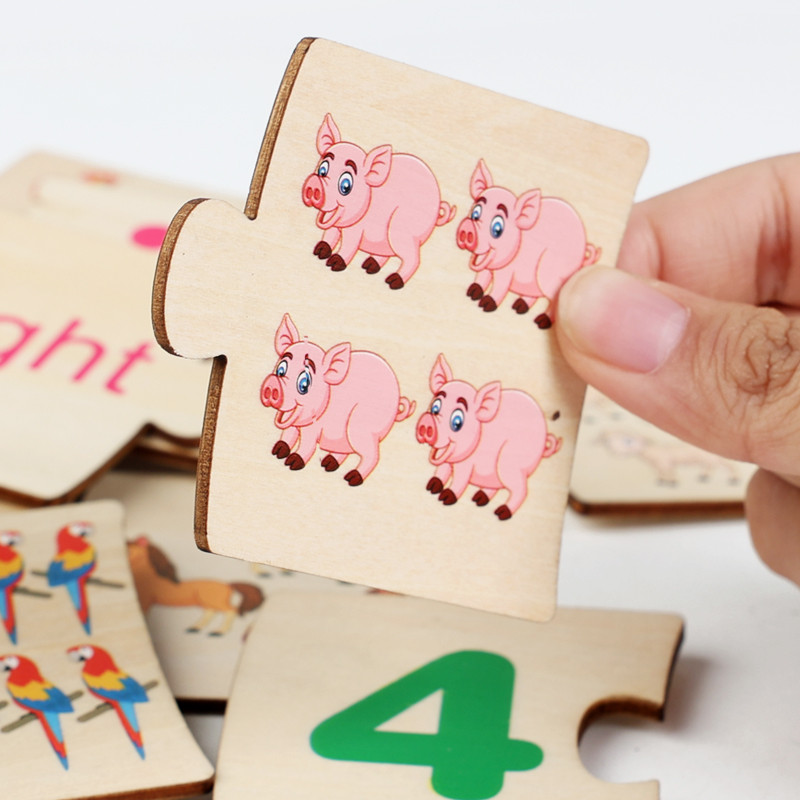 子供向け鉄箱ナンバー啓発ペアリング木製動物フードパズルボード - Woodworking Jigsaw のレビューと価格