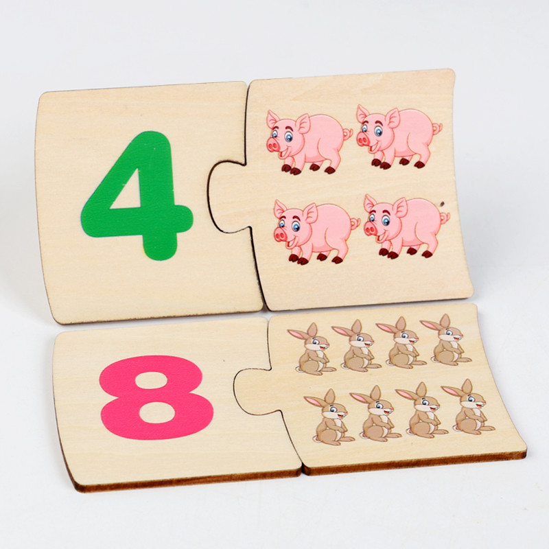 子供向け鉄箱ナンバー啓発ペアリング木製動物フードパズルボード - Woodworking Jigsaw のレビューと価格