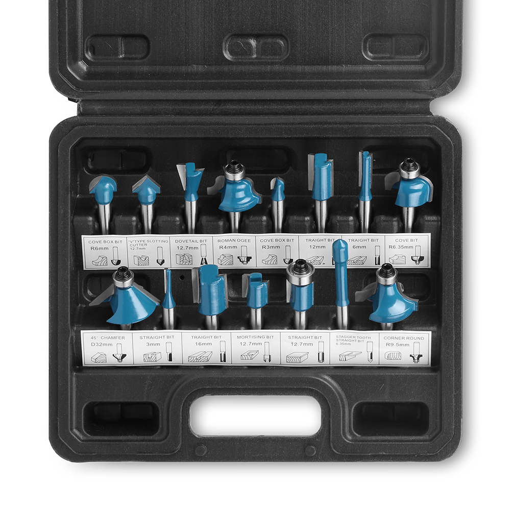 15 個 1/4 シャンクルータービットセット木工エッジトリ - Woodworking Usa のレビューと価格