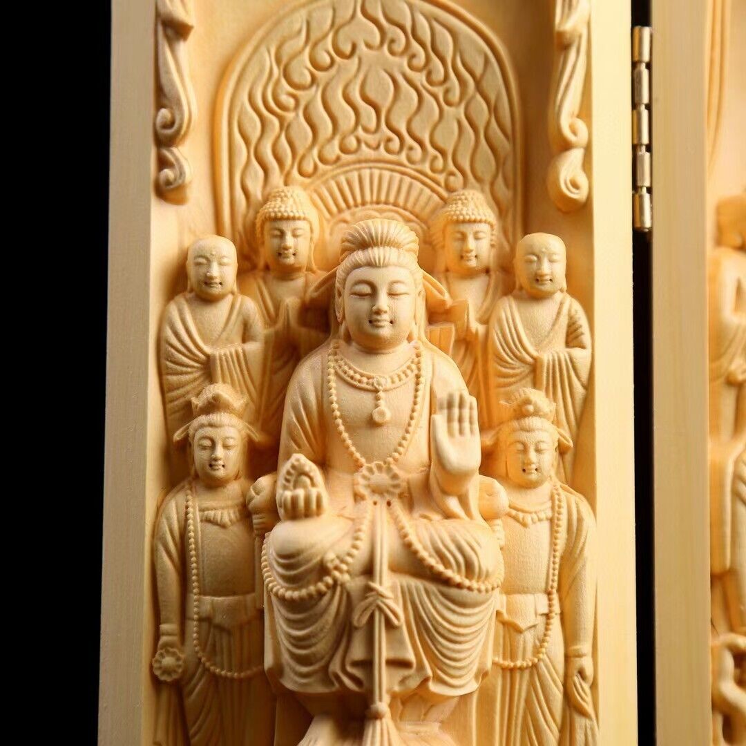 中国の素敵なアートワークツゲの木手彫り仏像祭壇仏壇神社禅 - Zen Woodworking のレビューと価格