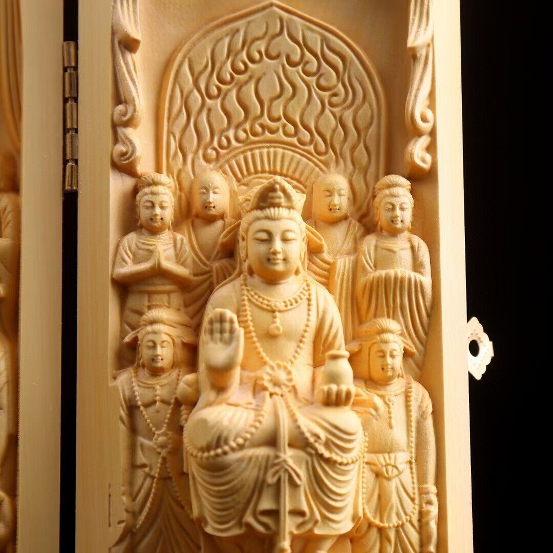 中国の素敵なアートワークツゲの木手彫り仏像祭壇仏壇神社禅 - Zen Woodworking のレビューと価格