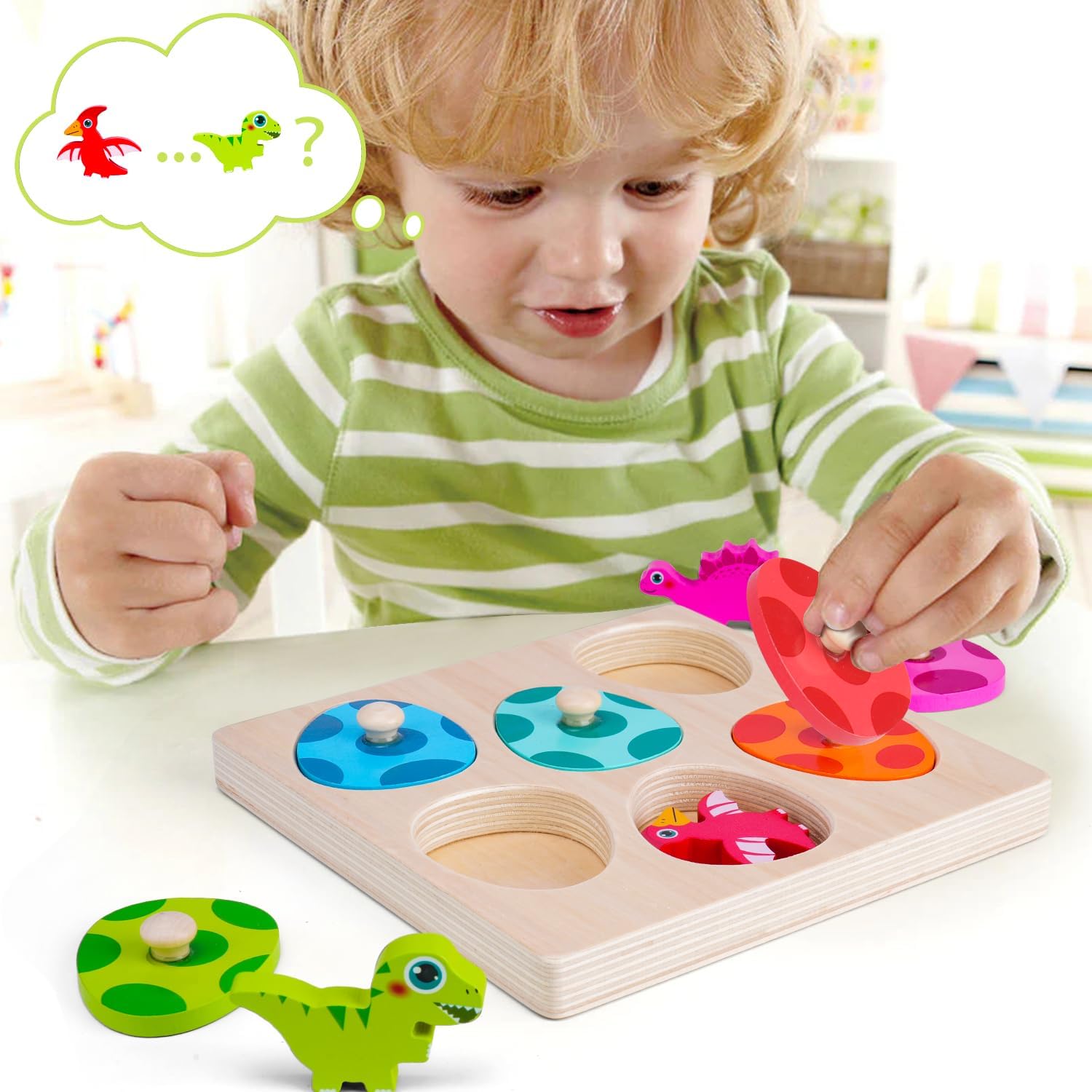 木製恐竜ジグソーパズルおもちゃモンテッソーリペグパズルゲーム - Woodworking Jigsaw のレビューと価格